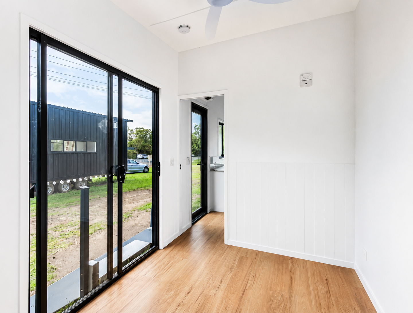 Kingfisher 9 living space with sliding door to the garden